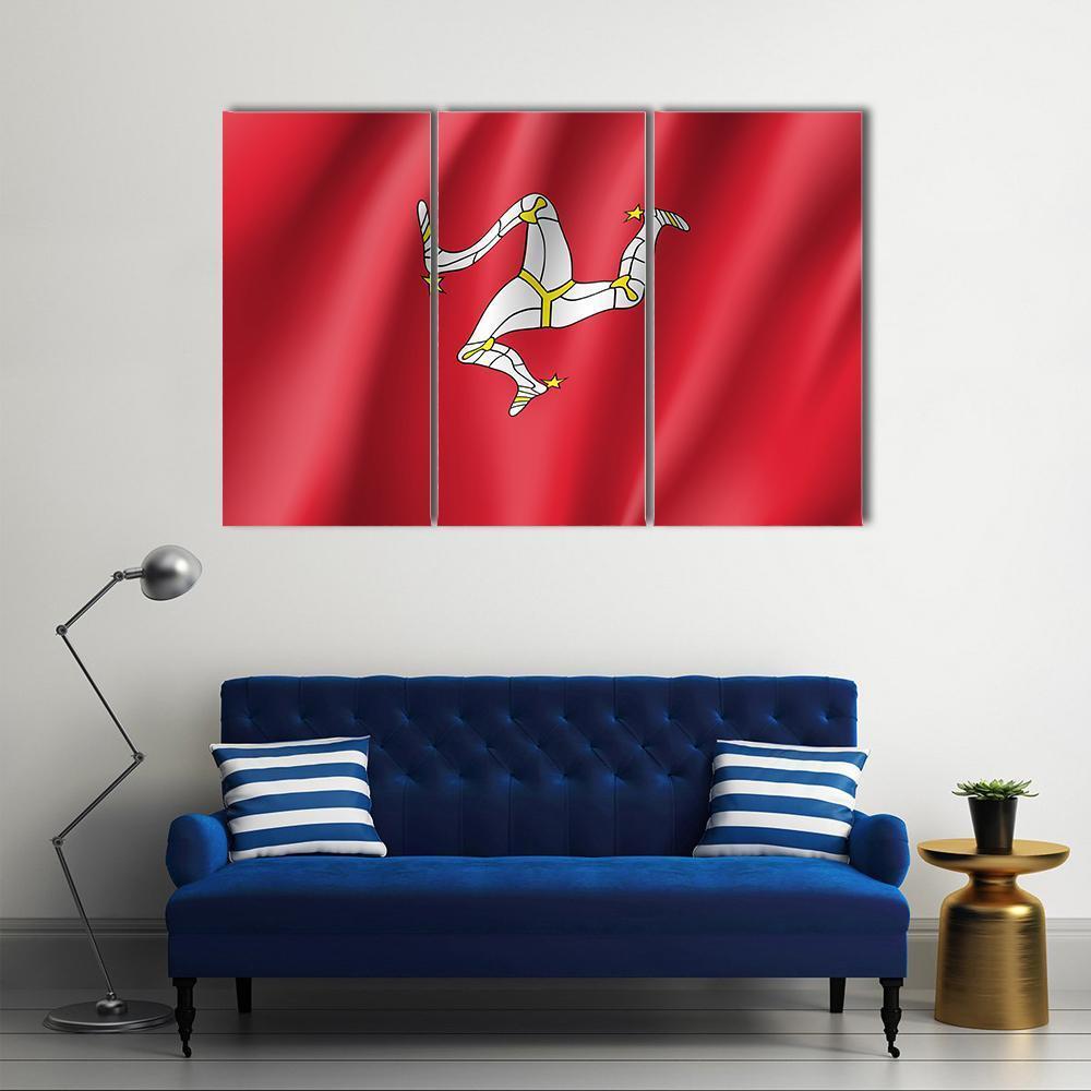 Isle Of Man National Flag Canvas Wall Art-3 Horizontal-Gallery Wrap-37" x 24"-Tiaracle
