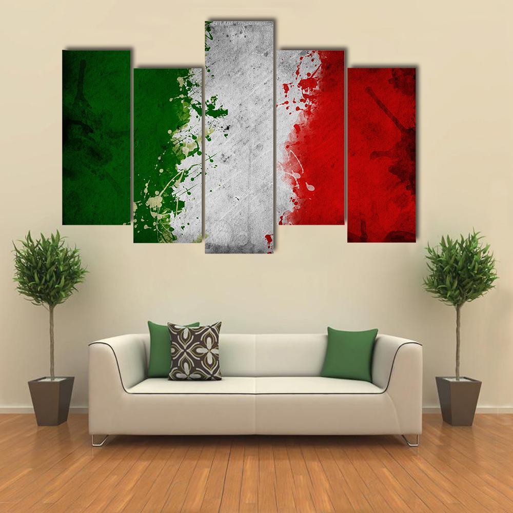 Italy Flag Canvas Wall Art-5 Pop-Gallery Wrap-47" x 32"-Tiaracle
