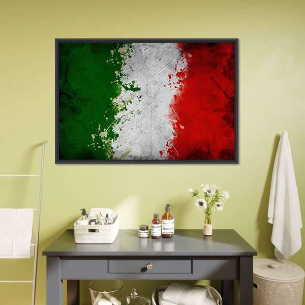 Italy Flag Canvas Wall Art-1 Piece-Floating Frame-24" x 16"-Tiaracle