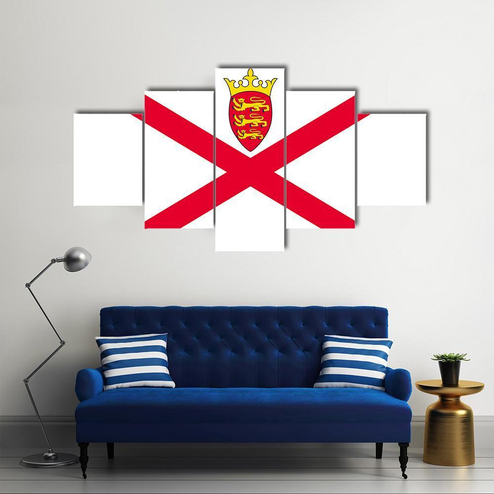 Jersey Flag Canvas Wall Art-5 Star-Gallery Wrap-62" x 32"-Tiaracle