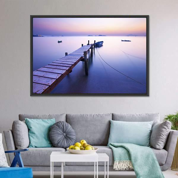 Jetty Along The Coast Canvas Wall Art-3 Horizontal-Gallery Wrap-25" x 16"-Tiaracle