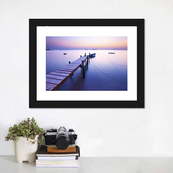 Jetty Along The Coast Canvas Wall Art-1 Piece-Framed Print-20" x 16"-Tiaracle