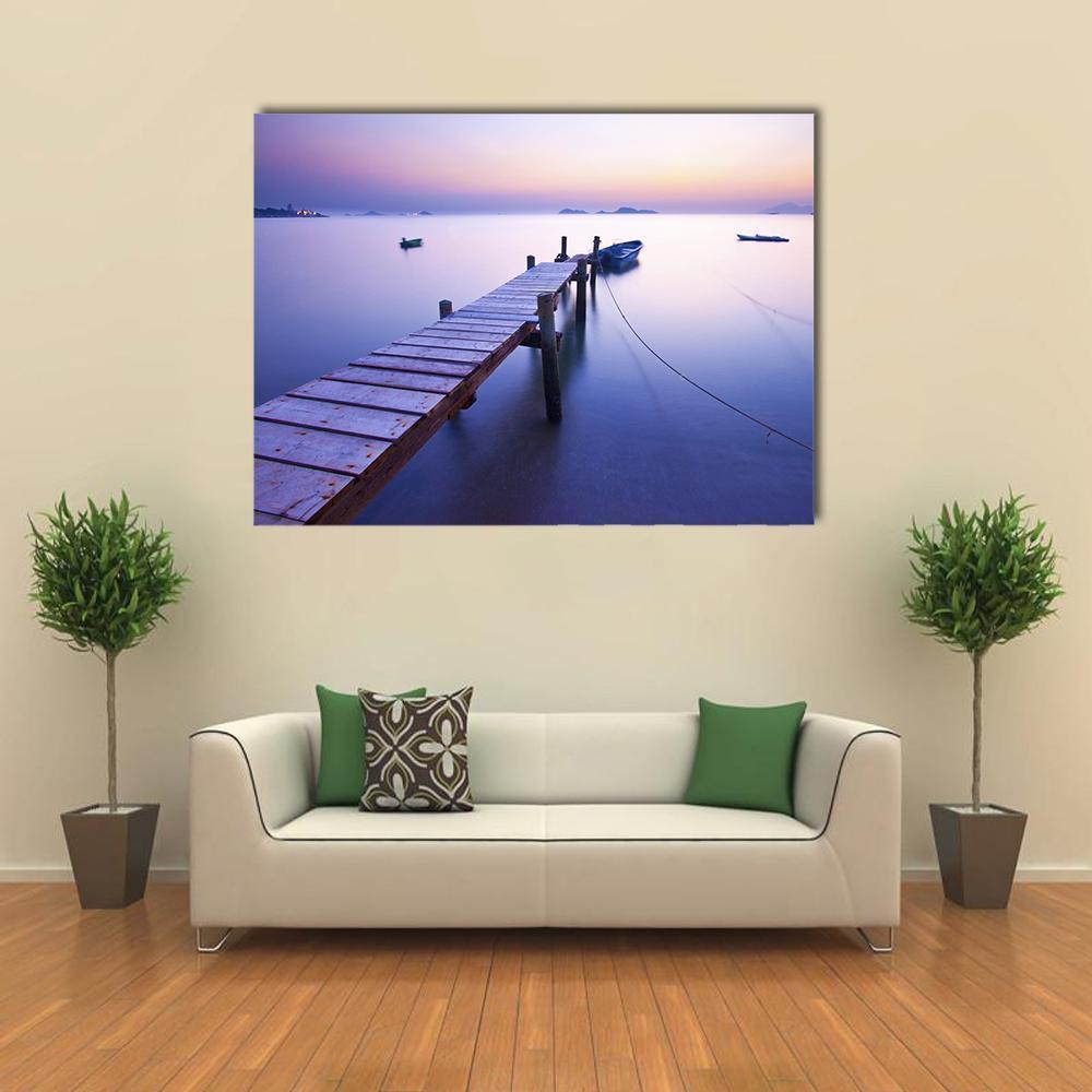 Jetty Along The Coast Canvas Wall Art-1 Piece-Gallery Wrap-48" x 32"-Tiaracle