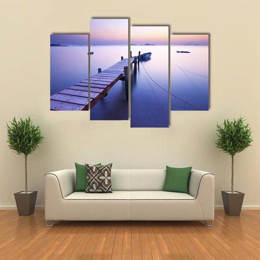 Jetty Along The Coast Canvas Wall Art-4 Pop-Gallery Wrap-50" x 32"-Tiaracle