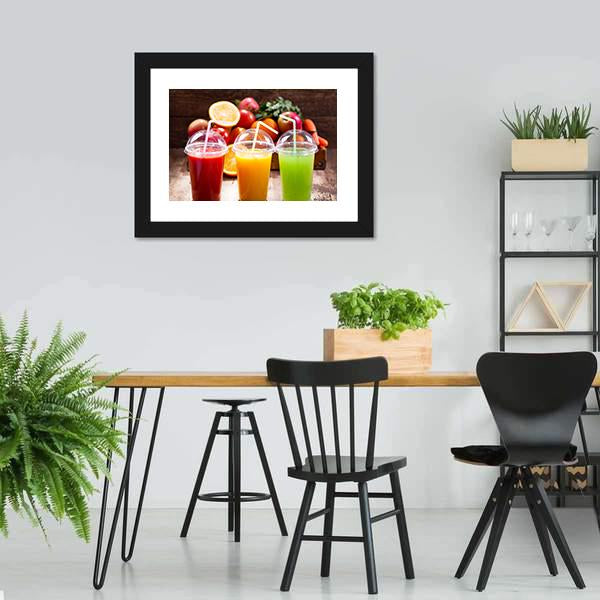 Juices With Fruits Canvas Wall Art-3 Horizontal-Gallery Wrap-25" x 16"-Tiaracle