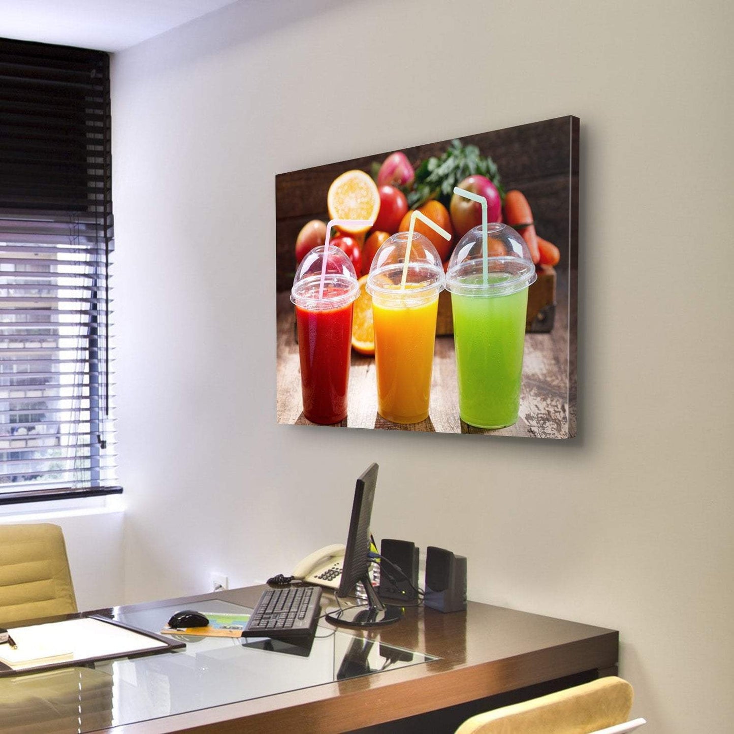 Juices With Fruits Canvas Wall Art-3 Horizontal-Gallery Wrap-25" x 16"-Tiaracle