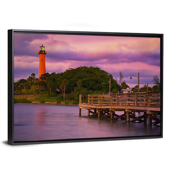 Jupiter Inlet Lighthouse Canvas Wall Art-3 Horizontal-Gallery Wrap-25" x 16"-Tiaracle