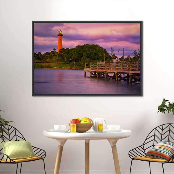 Jupiter Inlet Lighthouse Canvas Wall Art-3 Horizontal-Gallery Wrap-25" x 16"-Tiaracle