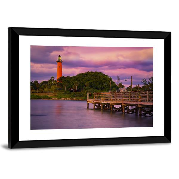 Jupiter Inlet Lighthouse Canvas Wall Art-3 Horizontal-Gallery Wrap-25" x 16"-Tiaracle