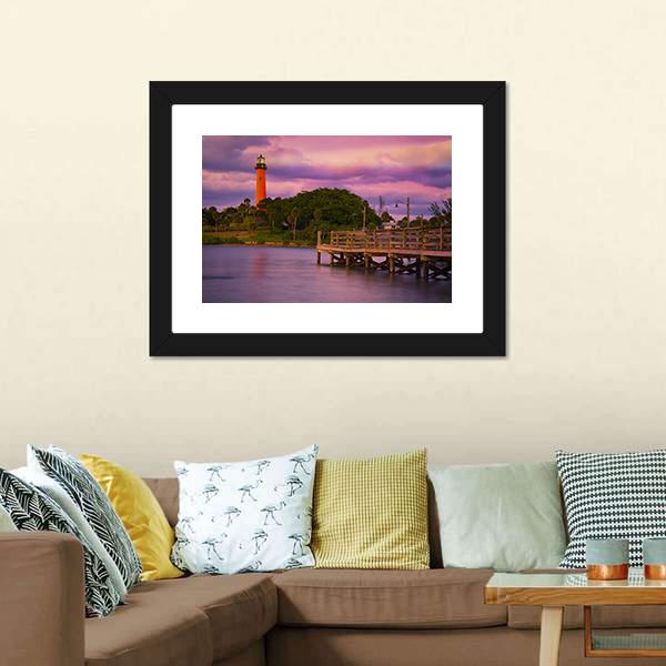 Jupiter Inlet Lighthouse Canvas Wall Art-3 Horizontal-Gallery Wrap-25" x 16"-Tiaracle