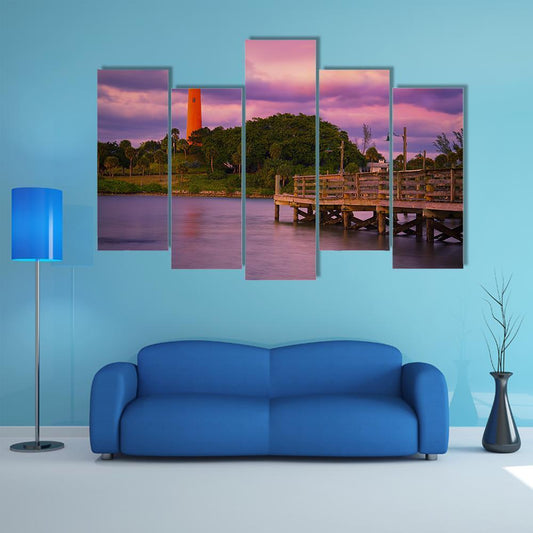 Jupiter Inlet Lighthouse Canvas Wall Art-5 Pop-Gallery Wrap-47" x 32"-Tiaracle
