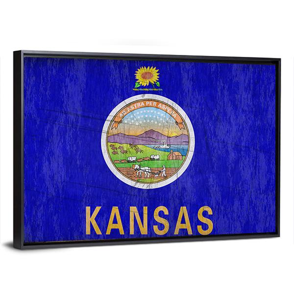 Kansas Flag Canvas Wall Art-3 Horizontal-Gallery Wrap-25" x 16"-Tiaracle