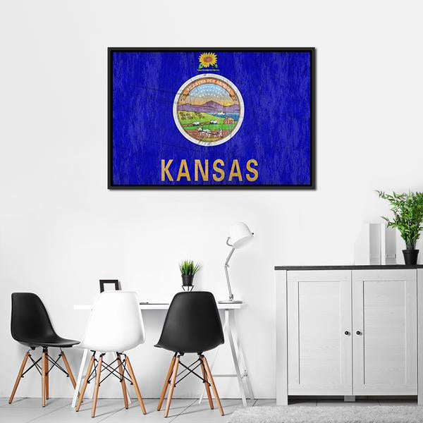 Kansas Flag Canvas Wall Art-3 Horizontal-Gallery Wrap-25" x 16"-Tiaracle