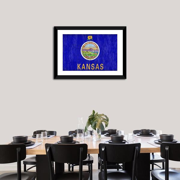 Kansas Flag Canvas Wall Art-1 Piece-Framed Print-20" x 16"-Tiaracle