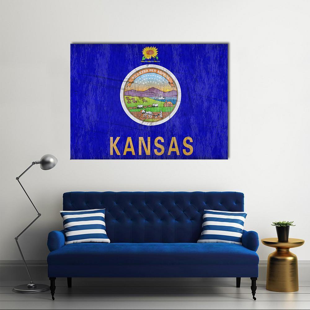 Kansas Flag Canvas Wall Art-1 Piece-Gallery Wrap-48" x 32"-Tiaracle