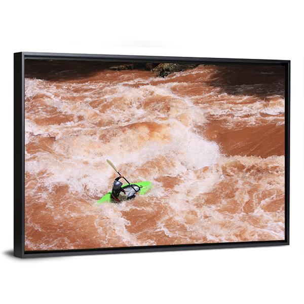 Kayak In River Canvas Wall Art-3 Horizontal-Gallery Wrap-25" x 16"-Tiaracle