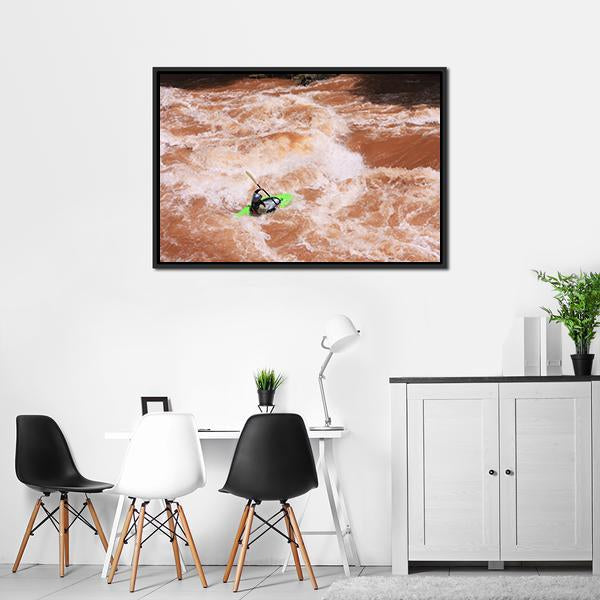 Kayak In River Canvas Wall Art-3 Horizontal-Gallery Wrap-25" x 16"-Tiaracle