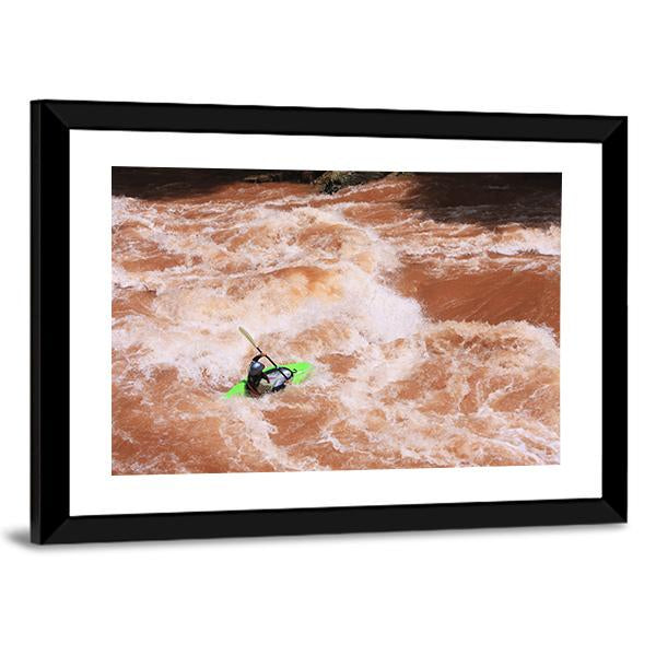 Kayak In River Canvas Wall Art-3 Horizontal-Gallery Wrap-25" x 16"-Tiaracle