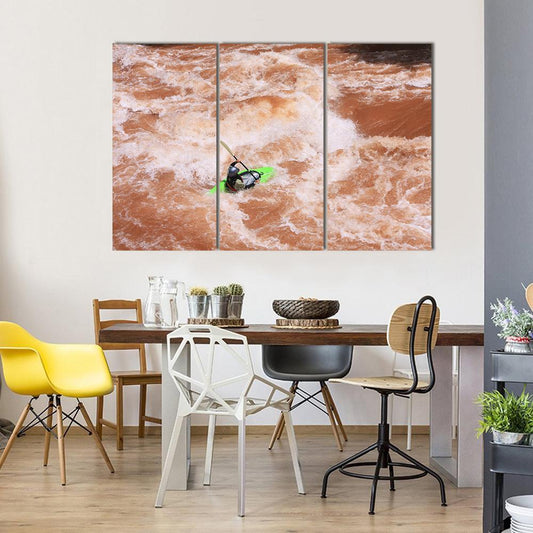 Kayak In River Canvas Wall Art-3 Horizontal-Gallery Wrap-37" x 24"-Tiaracle