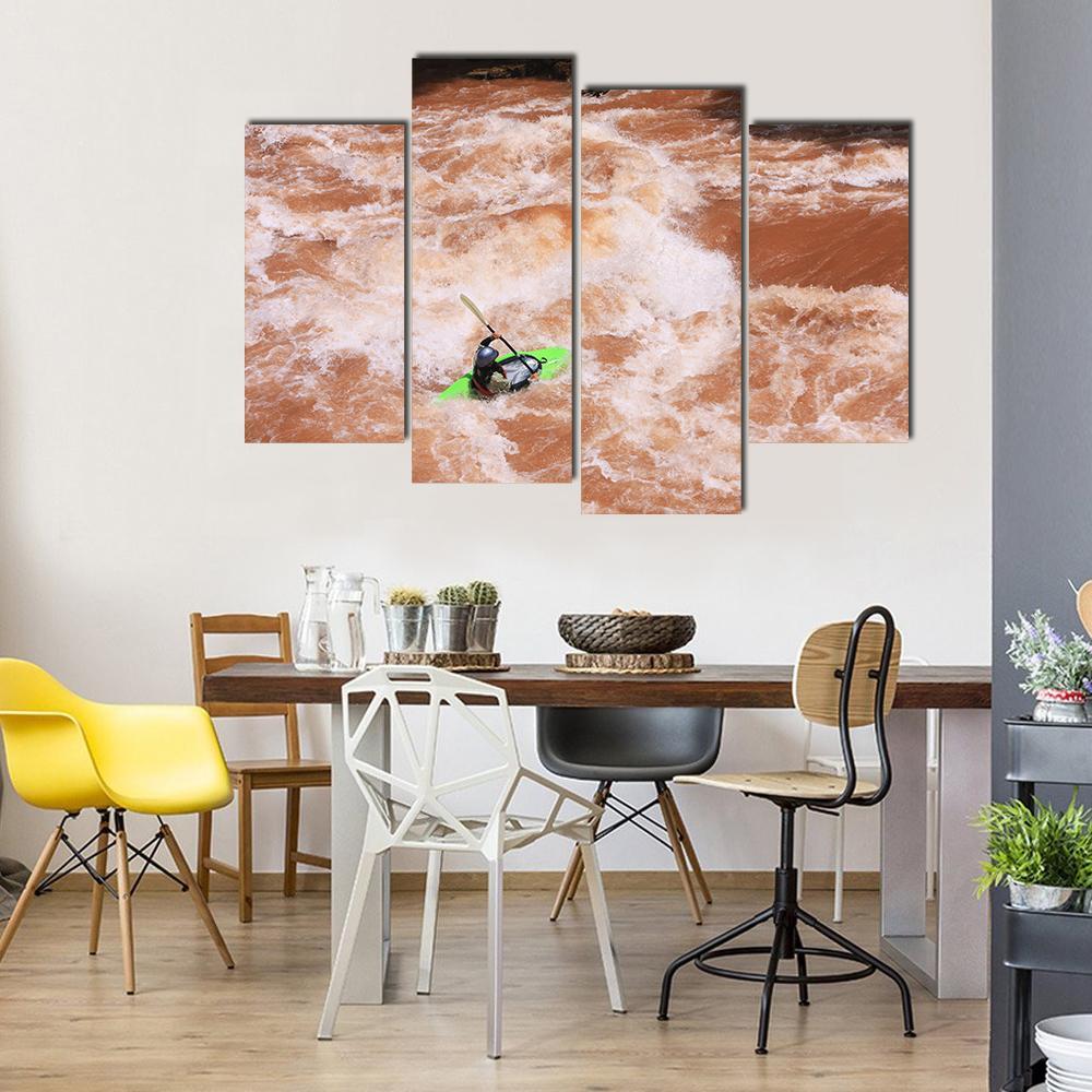 Kayak In River Canvas Wall Art-4 Pop-Gallery Wrap-50" x 32"-Tiaracle