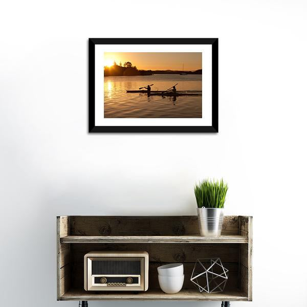 Kayak In Sea At Sunset Canvas Wall Art-3 Horizontal-Gallery Wrap-25" x 16"-Tiaracle