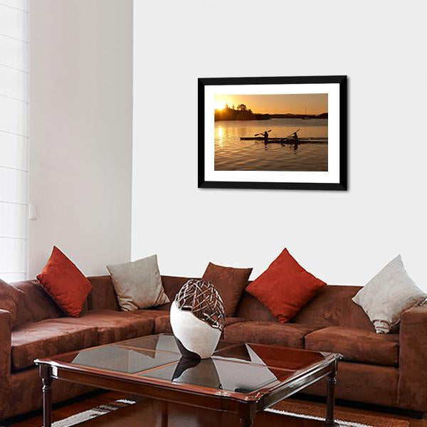 Kayak In Sea At Sunset Canvas Wall Art-3 Horizontal-Gallery Wrap-25" x 16"-Tiaracle