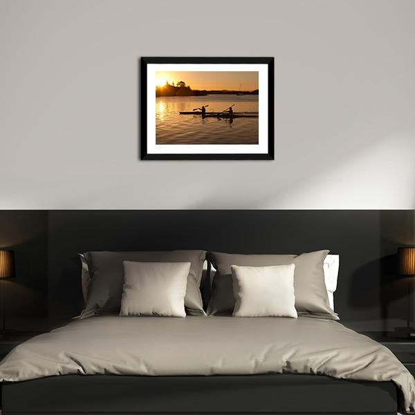 Kayak In Sea At Sunset Canvas Wall Art-3 Horizontal-Gallery Wrap-25" x 16"-Tiaracle