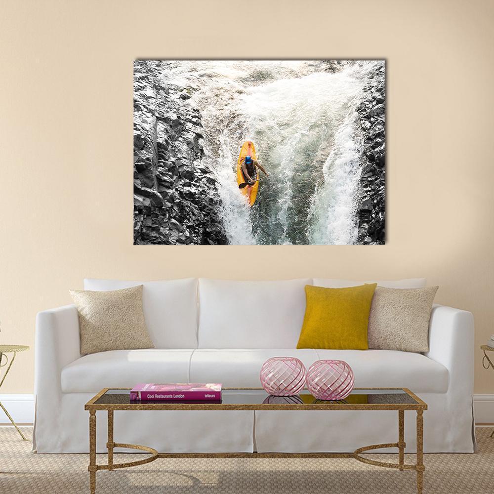 Kayaker In Diving Position Canvas Wall Art-1 Piece-Gallery Wrap-48" x 32"-Tiaracle