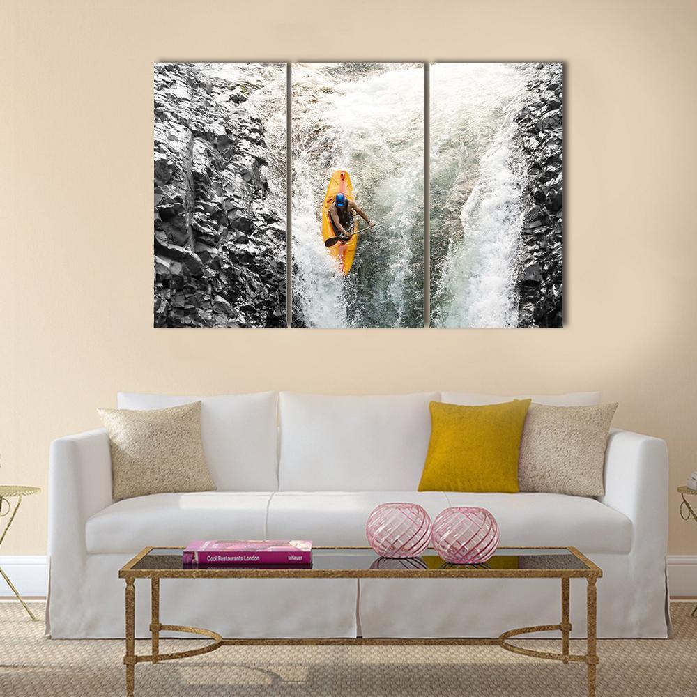 Kayaker In Diving Position Canvas Wall Art-3 Horizontal-Gallery Wrap-37" x 24"-Tiaracle