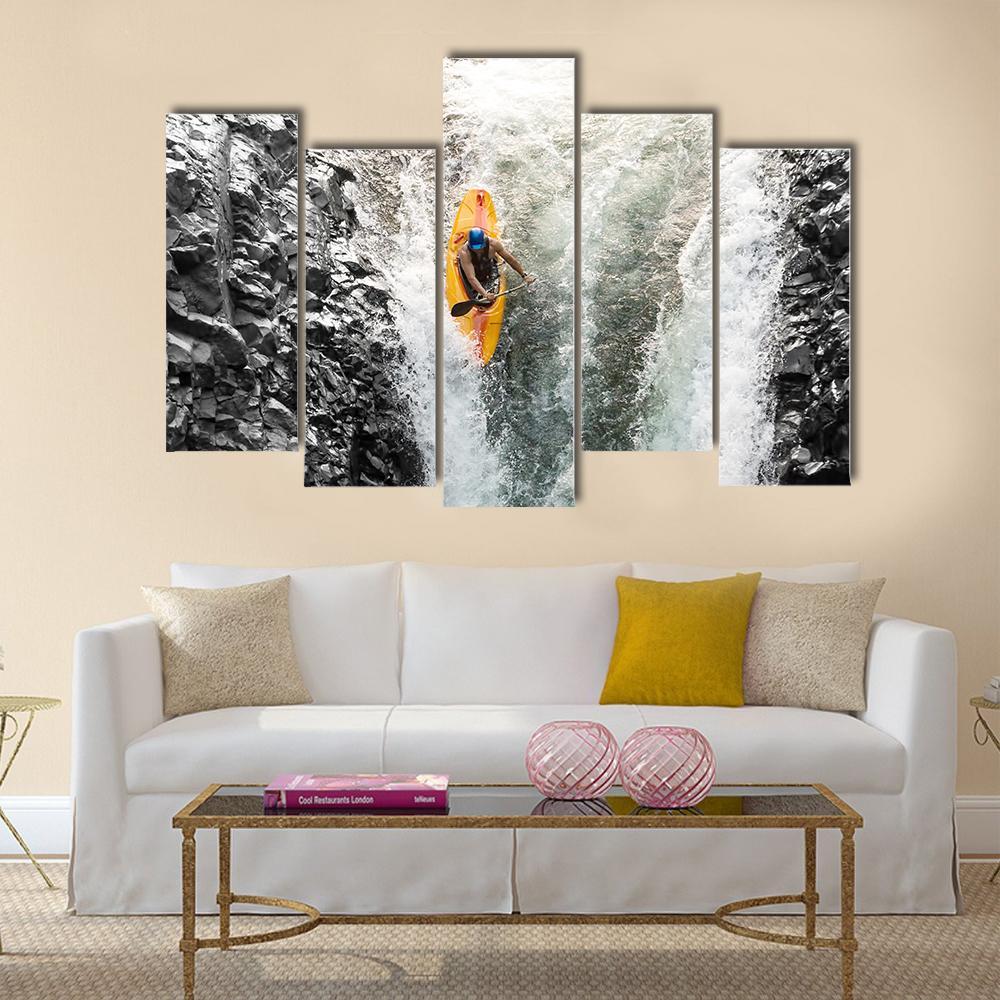 Kayaker In Diving Position Canvas Wall Art-5 Pop-Gallery Wrap-47" x 32"-Tiaracle