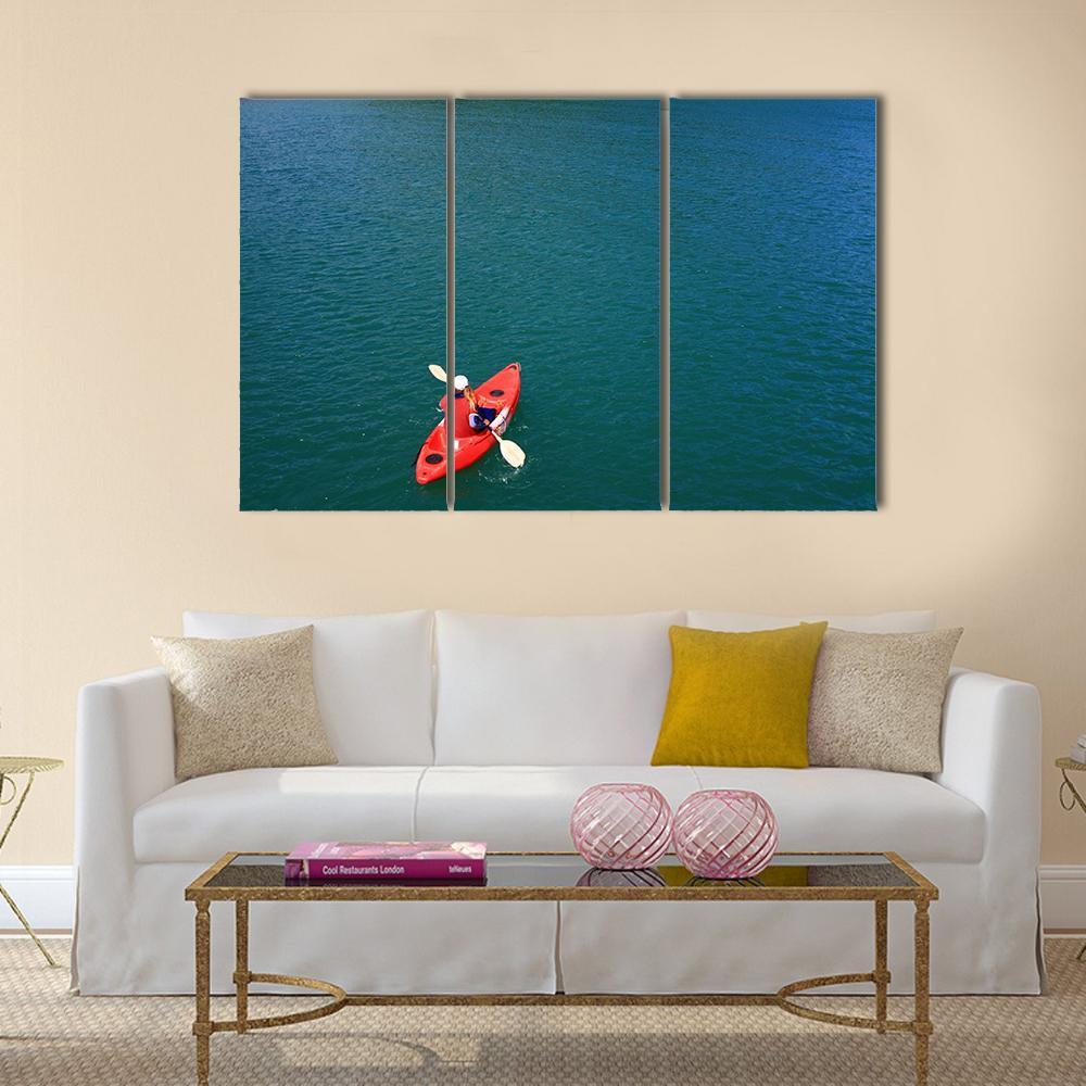 Kayaking At Ang Thong Canvas Wall Art-3 Horizontal-Gallery Wrap-37" x 24"-Tiaracle