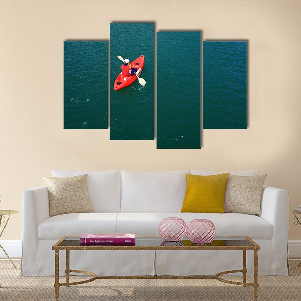 Kayaking At Ang Thong Canvas Wall Art-4 Pop-Gallery Wrap-50" x 32"-Tiaracle