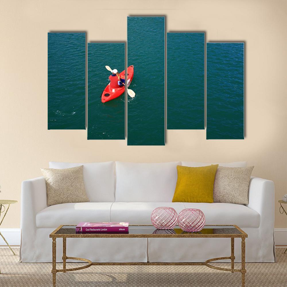 Kayaking At Ang Thong Canvas Wall Art-5 Pop-Gallery Wrap-47" x 32"-Tiaracle