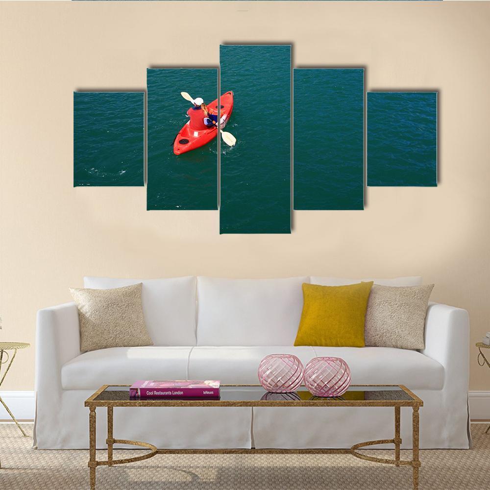 Kayaking At Ang Thong Canvas Wall Art-5 Star-Gallery Wrap-62" x 32"-Tiaracle