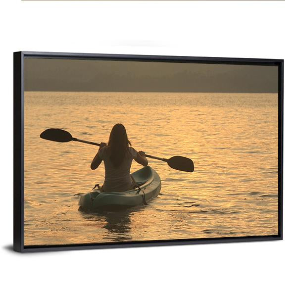 Kayaking At Sunrise Canvas Wall Art-3 Horizontal-Gallery Wrap-25" x 16"-Tiaracle