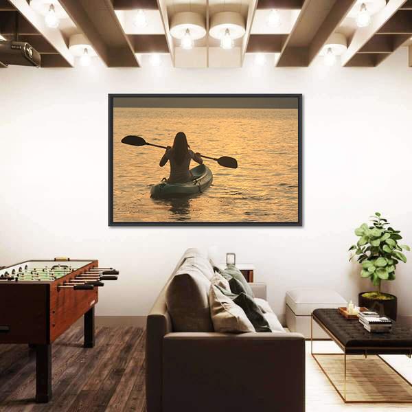 Kayaking At Sunrise Canvas Wall Art-3 Horizontal-Gallery Wrap-25" x 16"-Tiaracle