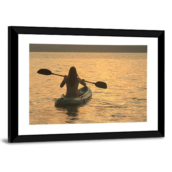 Kayaking At Sunrise Canvas Wall Art-3 Horizontal-Gallery Wrap-25" x 16"-Tiaracle