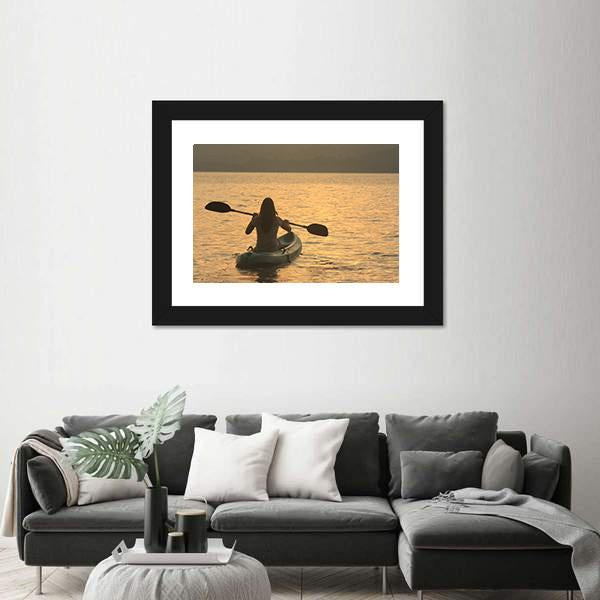 Kayaking At Sunrise Canvas Wall Art-3 Horizontal-Gallery Wrap-25" x 16"-Tiaracle