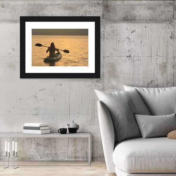 Kayaking At Sunrise Canvas Wall Art-3 Horizontal-Gallery Wrap-25" x 16"-Tiaracle