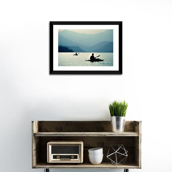 Kayaking At Sunset Canvas Wall Art-3 Horizontal-Gallery Wrap-25" x 16"-Tiaracle