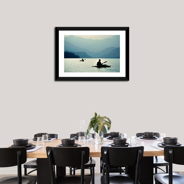 Kayaking At Sunset Canvas Wall Art-1 Piece-Framed Print-20" x 16"-Tiaracle