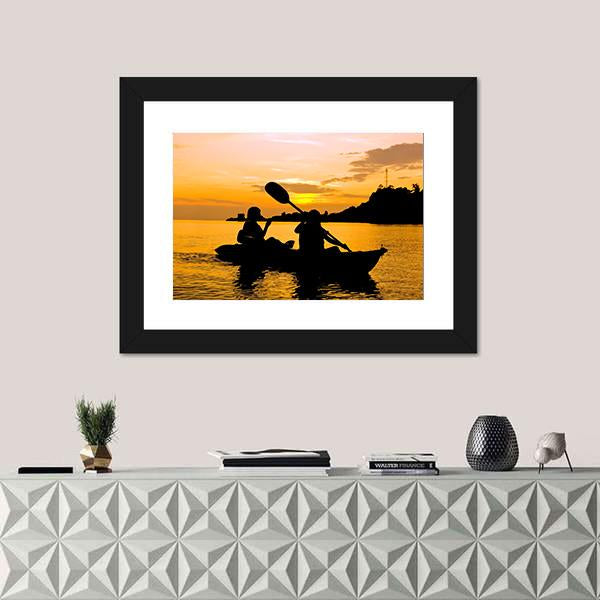 Kayaking At Sunset In Koh Chang Thailand Canvas Wall Art-1 Piece-Framed Print-20" x 16"-Tiaracle