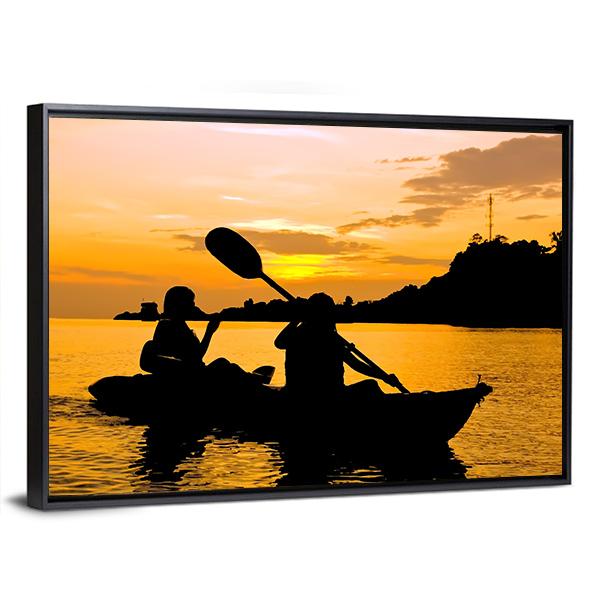 Kayaking At Sunset In Koh Chang Thailand Canvas Wall Art-3 Horizontal-Gallery Wrap-25" x 16"-Tiaracle