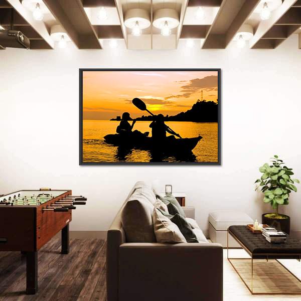 Kayaking At Sunset In Koh Chang Thailand Canvas Wall Art-3 Horizontal-Gallery Wrap-25" x 16"-Tiaracle