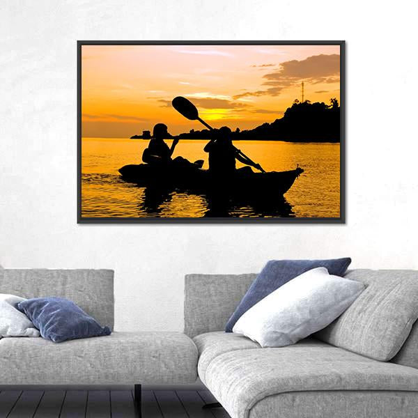 Kayaking At Sunset In Koh Chang Thailand Canvas Wall Art-3 Horizontal-Gallery Wrap-25" x 16"-Tiaracle