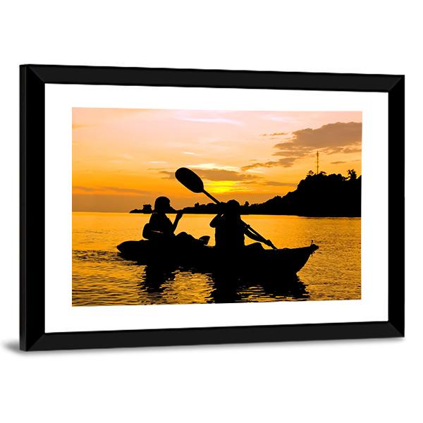 Kayaking At Sunset In Koh Chang Thailand Canvas Wall Art-3 Horizontal-Gallery Wrap-25" x 16"-Tiaracle