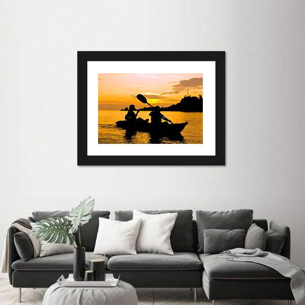 Kayaking At Sunset In Koh Chang Thailand Canvas Wall Art-3 Horizontal-Gallery Wrap-25" x 16"-Tiaracle