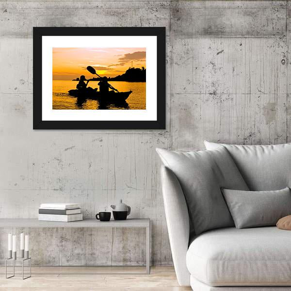 Kayaking At Sunset In Koh Chang Thailand Canvas Wall Art-3 Horizontal-Gallery Wrap-25" x 16"-Tiaracle