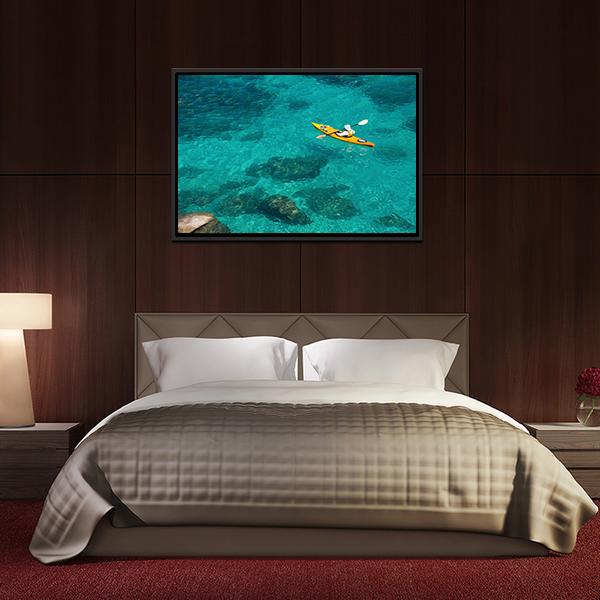 Kayaking In Green Water Canvas Wall Art-3 Horizontal-Gallery Wrap-25" x 16"-Tiaracle