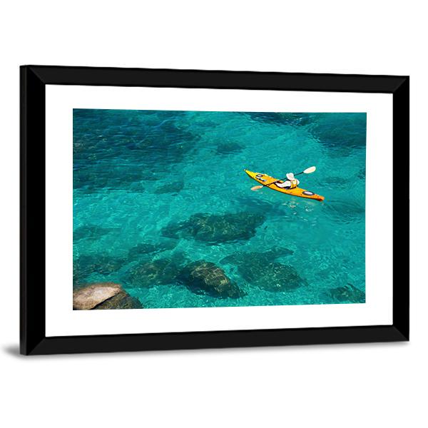 Kayaking In Green Water Canvas Wall Art-3 Horizontal-Gallery Wrap-25" x 16"-Tiaracle